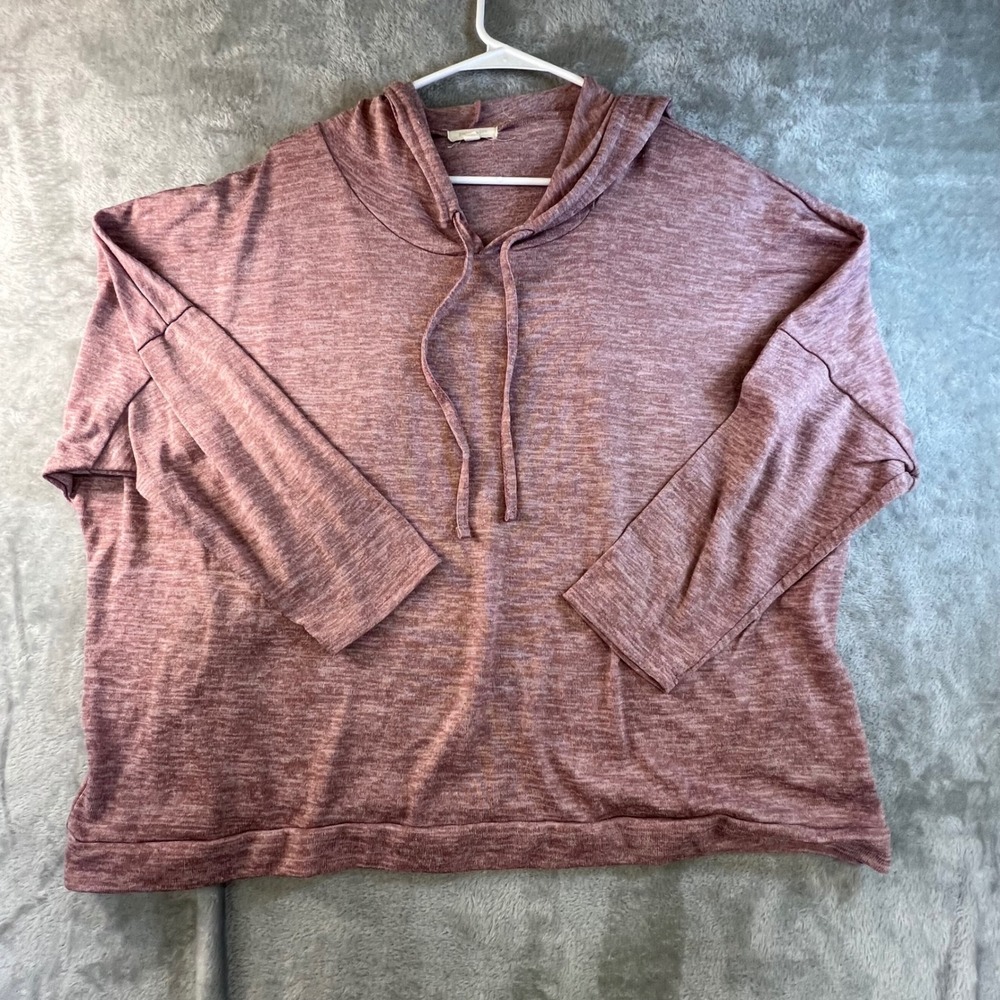 Paper + Tee 2X Mauve Pink Melange Hoodie‎ Loungewear Cozy Boho Soft Girl Comfy